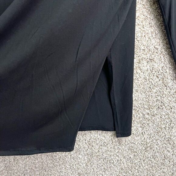 Eileen Fisher Top Women’s Medium Black Mock Neck Long Sleeve Side Slit Tunic - Picture 3 of 5